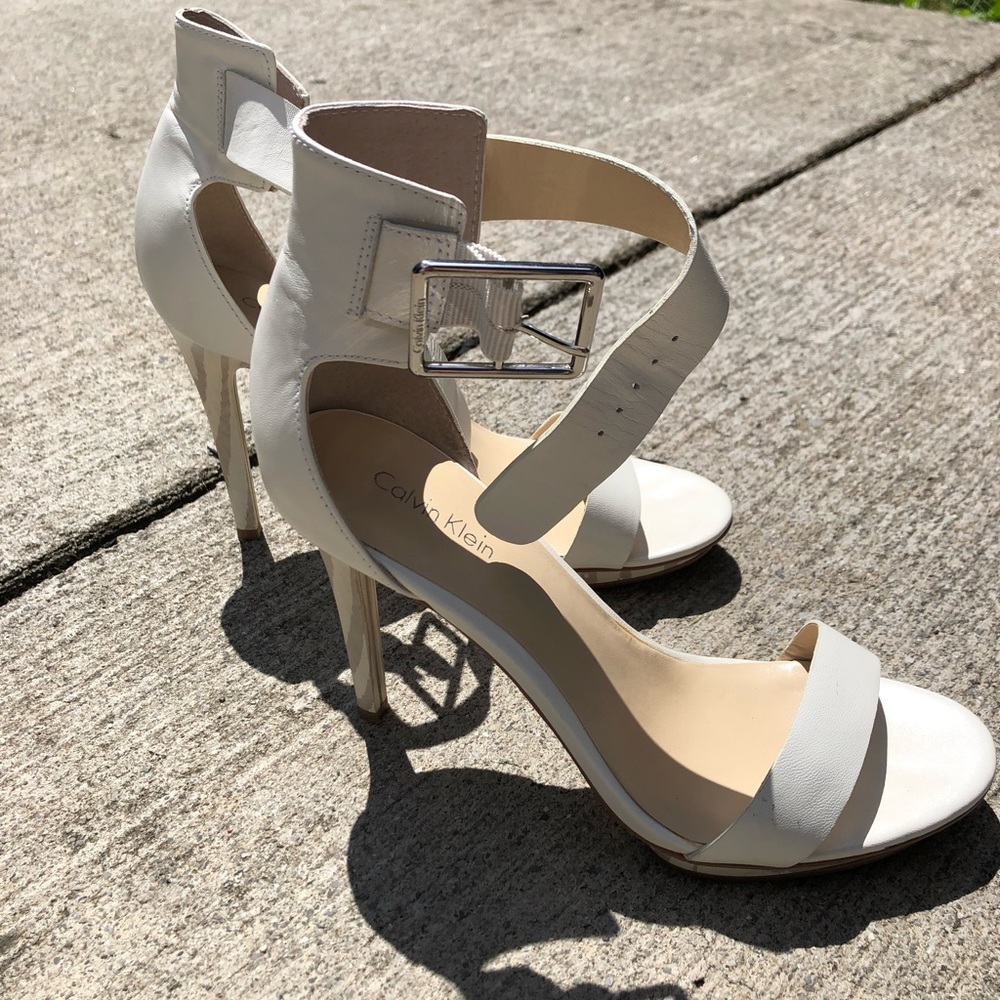 White Calvin Klein heels